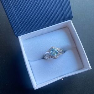 Renaissance Jewelry New York Sterling Silver Ring Natural Cushion Cut Blue Topaz